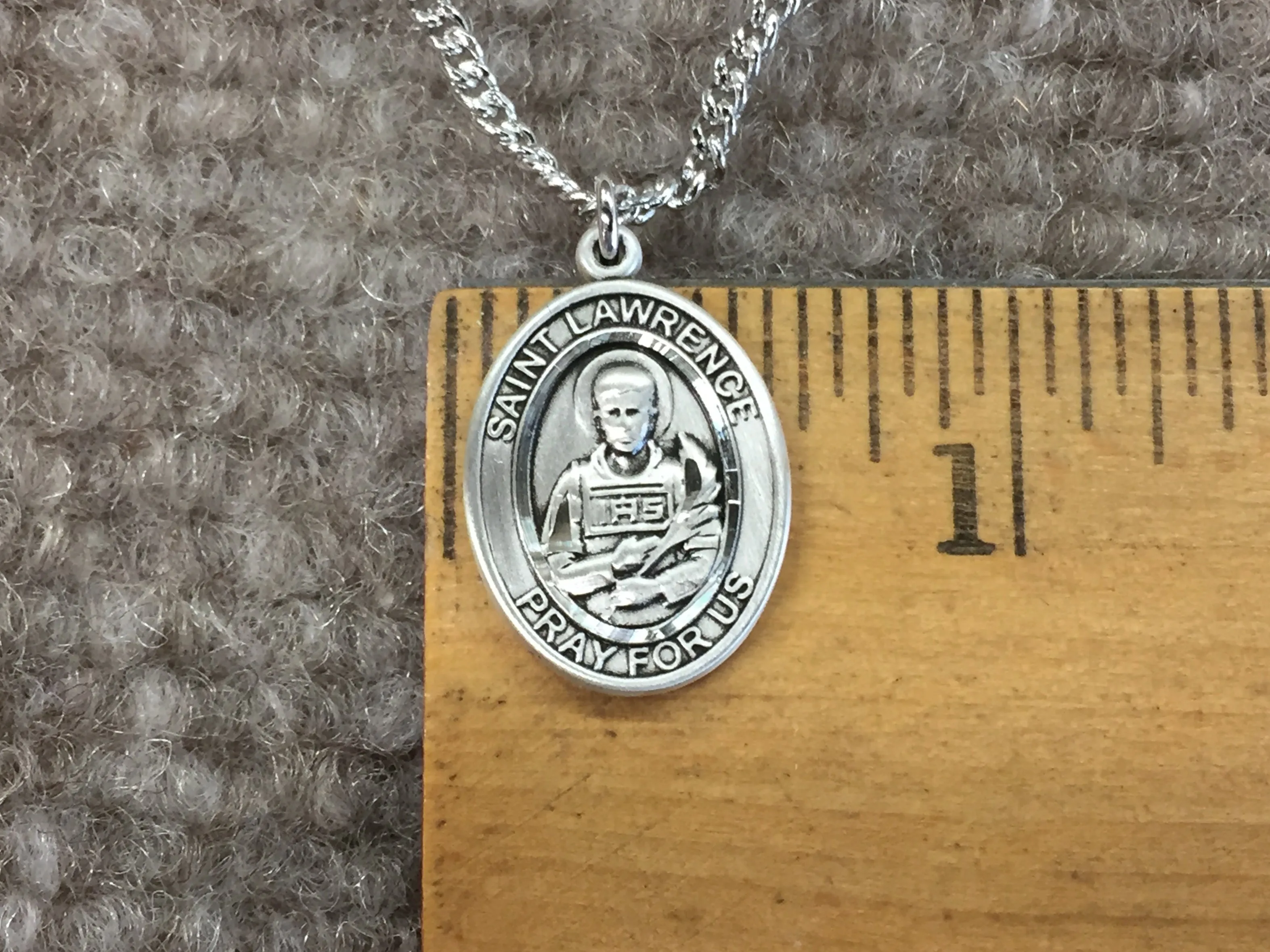 Saint Lawrence Silver Pendant With 18 Inch Chain Religious