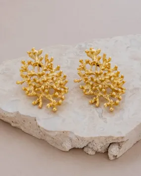 Sarka   Cleo Brushed Gold Coral Statement Earrings