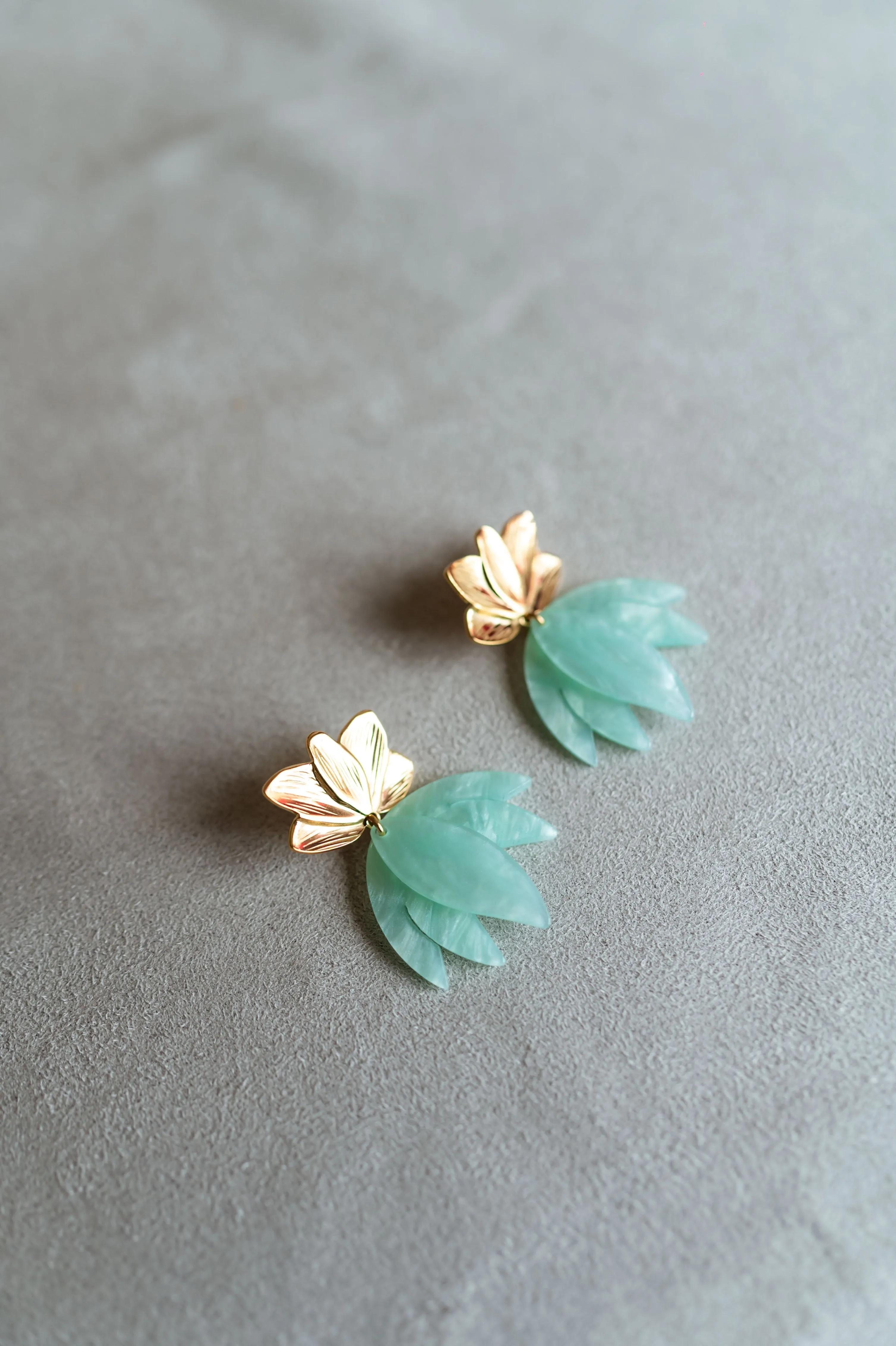 Sea Green and Golden Willy Earrings