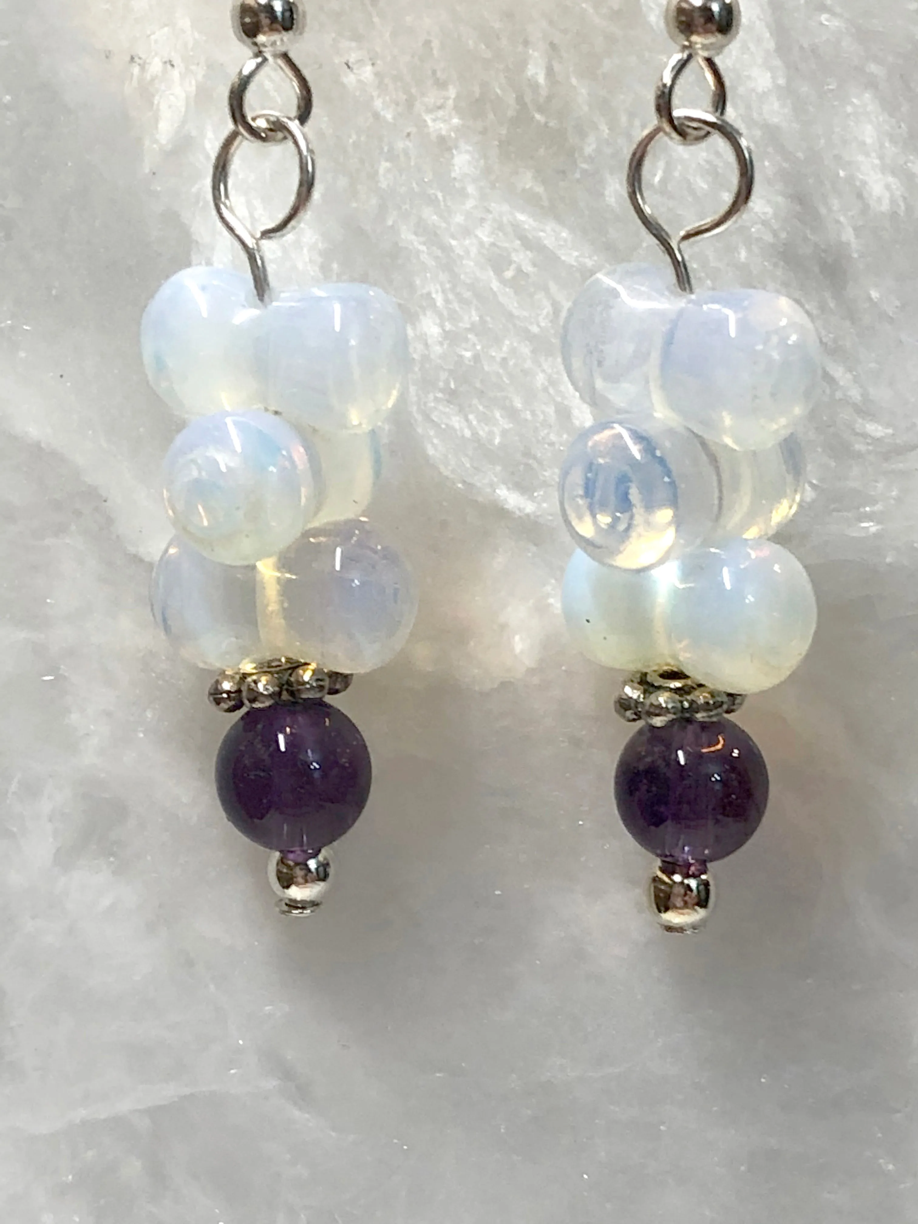 Sea Opal and Amethyst Earrings