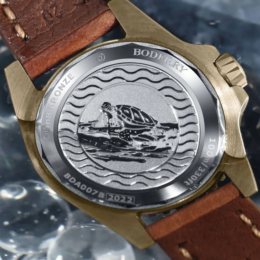 SEATURTLE.OCEAN(BRONZE) - Automatic Bronze Diver Watch | Red/FKM Rubber