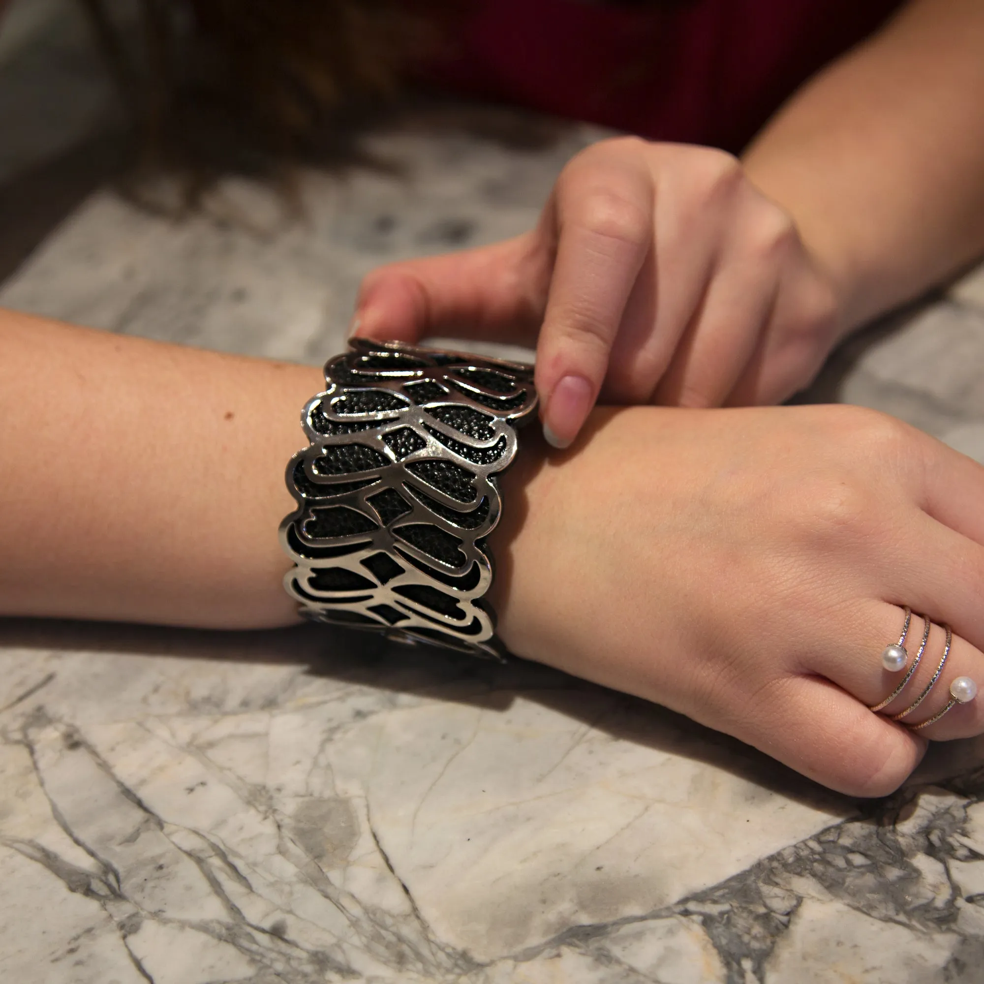 Silver & Black 2" Infinity Cuff Bracelet