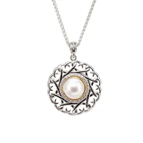 Silver and 10k Gold Aphrodite Pendant - White Fresh Water Pearl