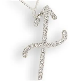 Silver Brass Chain Pendant with Top Grade Crystal in Clear for Women Style SNK11