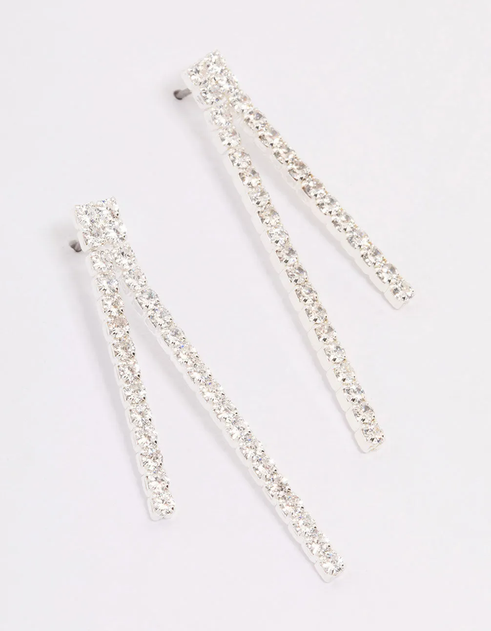 Silver Cubic Zirconia Tassel Drop Earrings