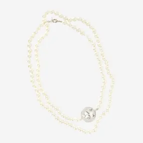 SILVER GLASS PEARL NECKLACE