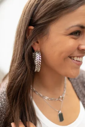 Silver Leaf Vine Hoop Earrings