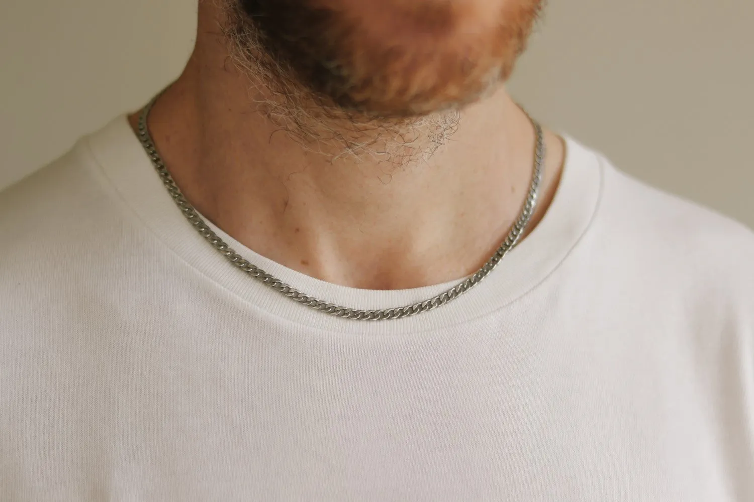 Silver link chain necklace for men, gift for him