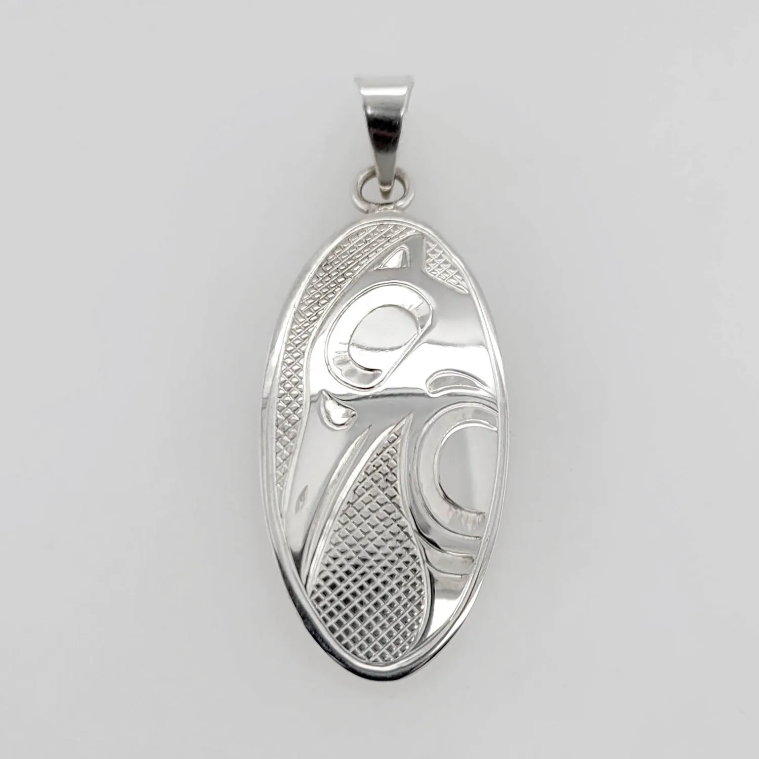 Silver Oval Raven Spirit Pendant