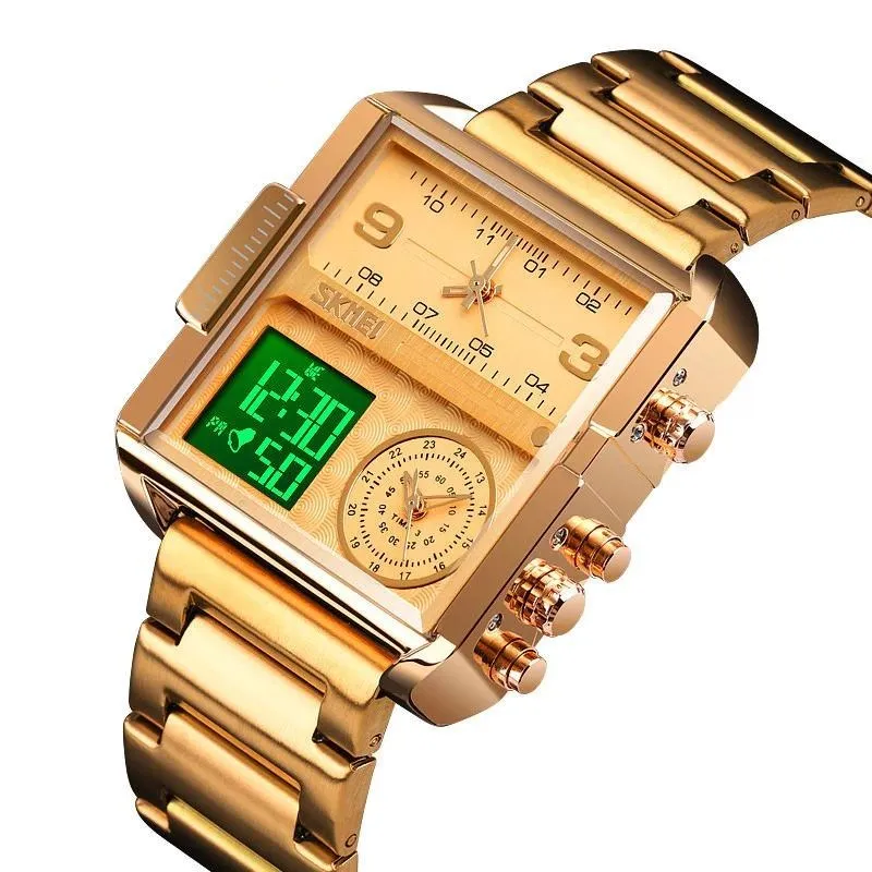 SKMEI 1584 Luxury Square Digital Watch w/ Multi Time Zone Clocks