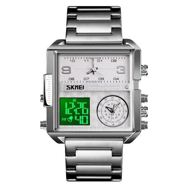 SKMEI 1584 Luxury Square Digital Watch w/ Multi Time Zone Clocks