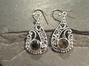 Smokey Quartz, Sterling Silver Earrings