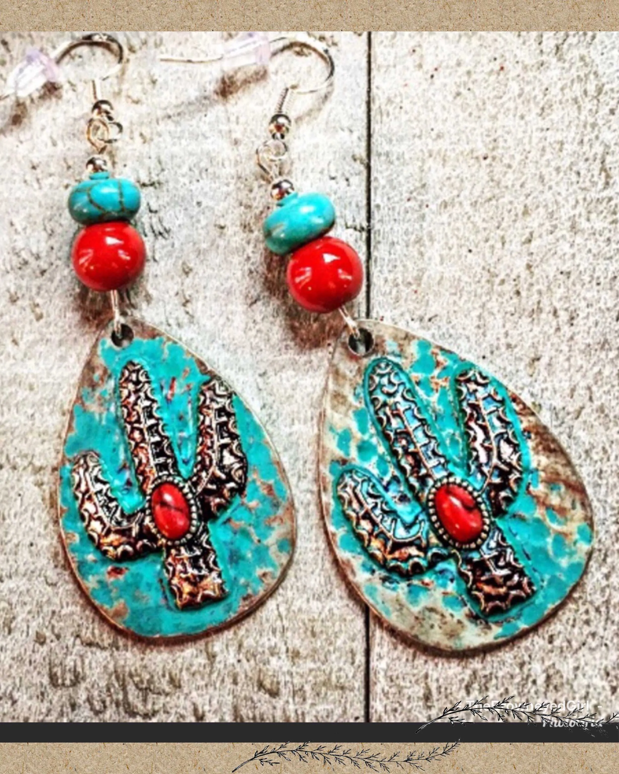 Southwestern Turquoise Cactus Earrings