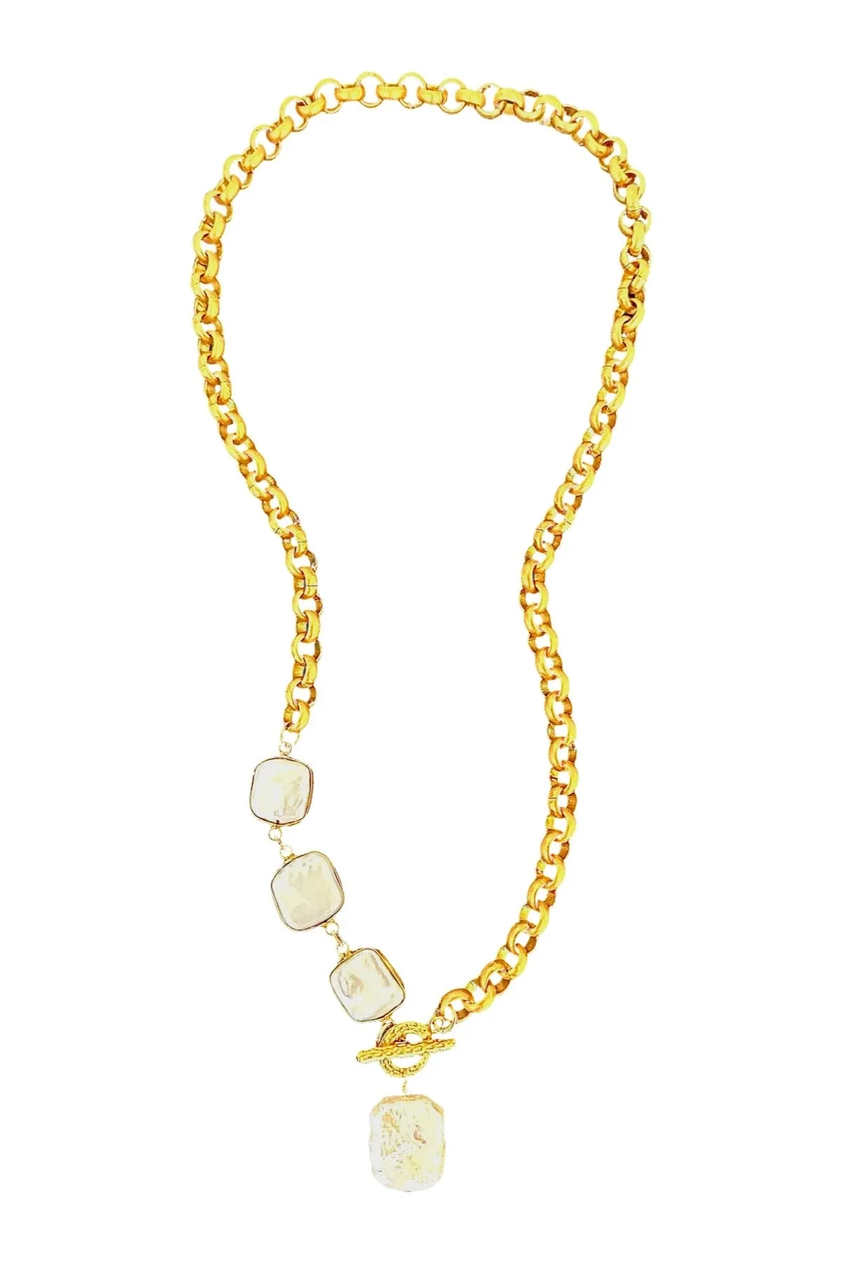 Square Pearl Lariat Necklace