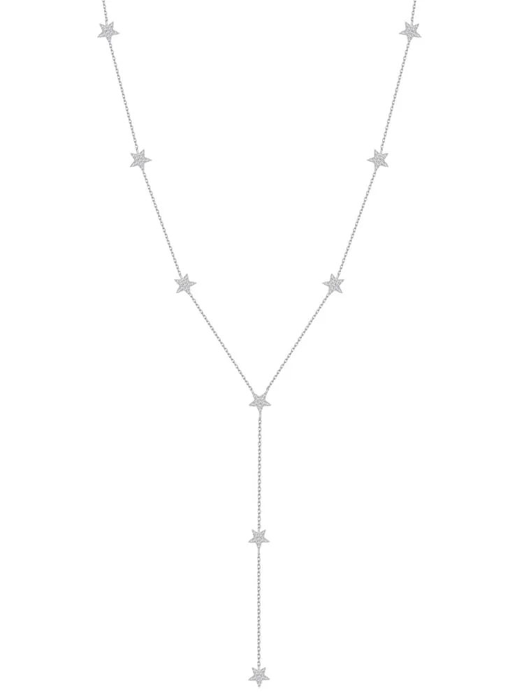 Star Necklace 925 Sterling Silver Waterproof Y Lariat Star Drop Dainty KESLEY Jewelry