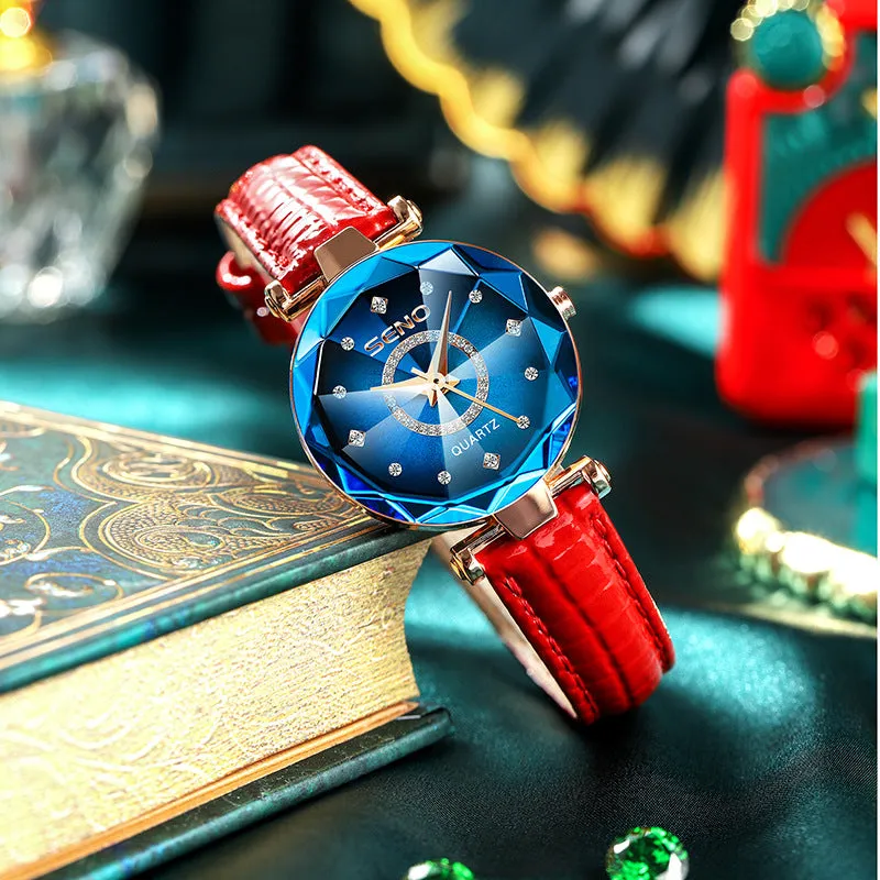 Starry Sky Diamond Surface Bright Multi-Angular Glass Solid Refined Steel Belt Women's Waterproof Watch