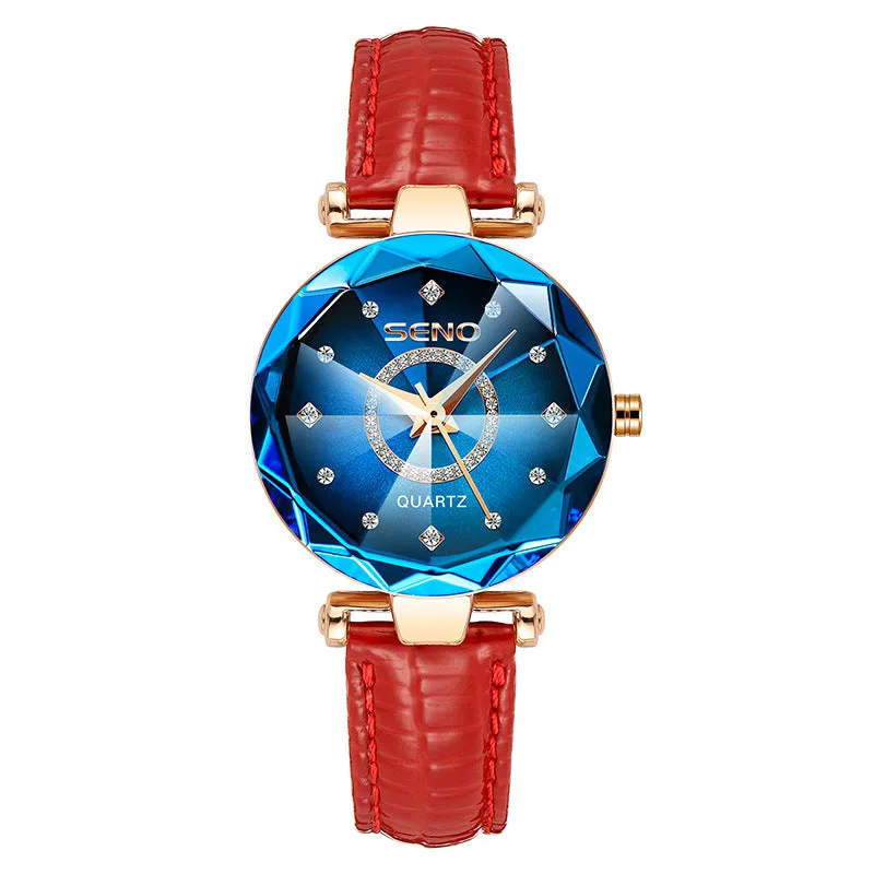 Starry Sky Diamond Surface Bright Multi-Angular Glass Solid Refined Steel Belt Women's Waterproof Watch