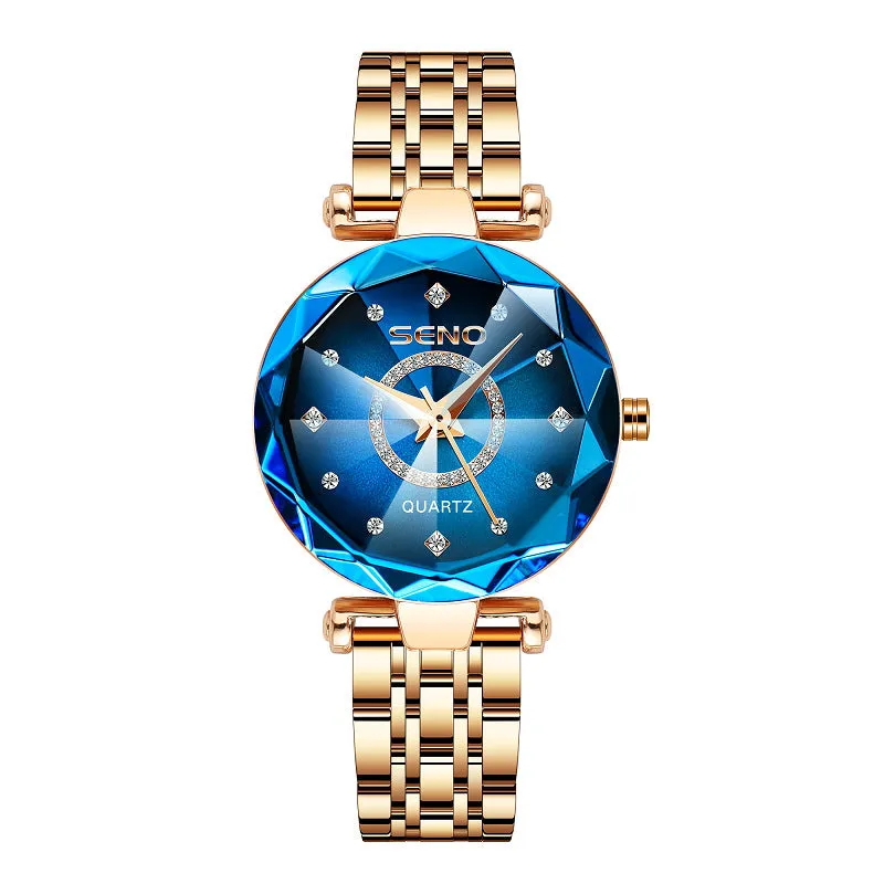 Starry Sky Diamond Surface Bright Multi-Angular Glass Solid Refined Steel Belt Women's Waterproof Watch