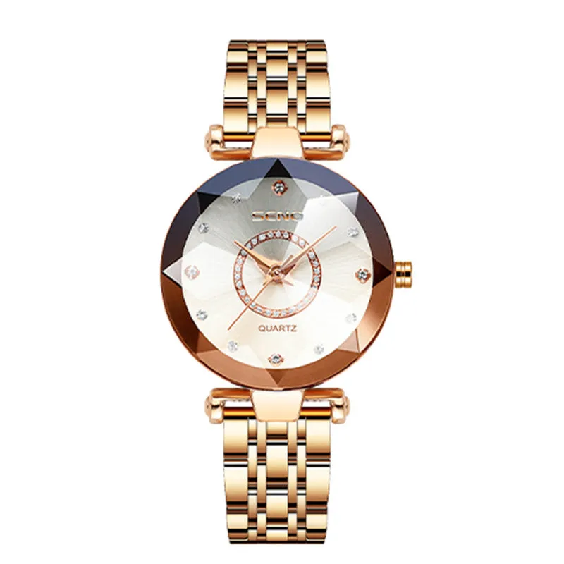 Starry Sky Diamond Surface Bright Multi-Angular Glass Solid Refined Steel Belt Women's Waterproof Watch