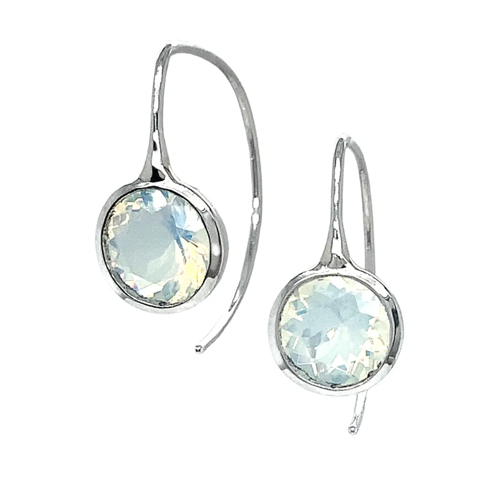 Sterling Silver and Oregon Opal Drop Earring- "Comet Earhugger"