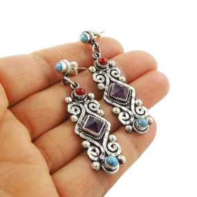 Sterling Silver Baroque Dangling Earrings