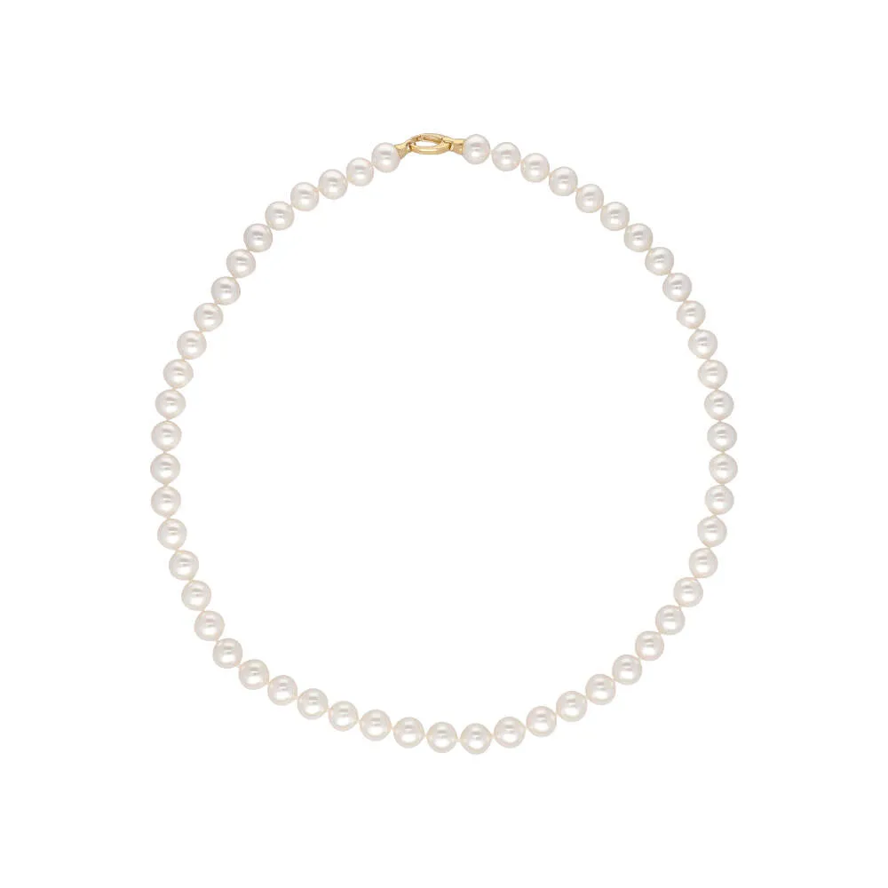 Sterling Silver Gold Plated Necklace for Women with Organic Pearl, 10mm Round White Pearl, 23.6" Length, Lyra Collection