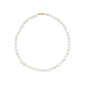 Sterling Silver Gold Plated Necklace for Women with Organic Pearl, 10mm Round White Pearl, 23.6" Length, Lyra Collection