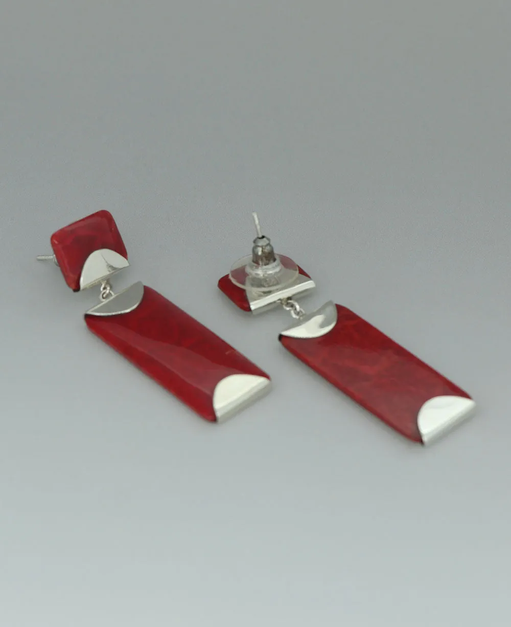 Sterling Silver Red Coral Earrings: Modern Glamour Meets Oceanic Allure