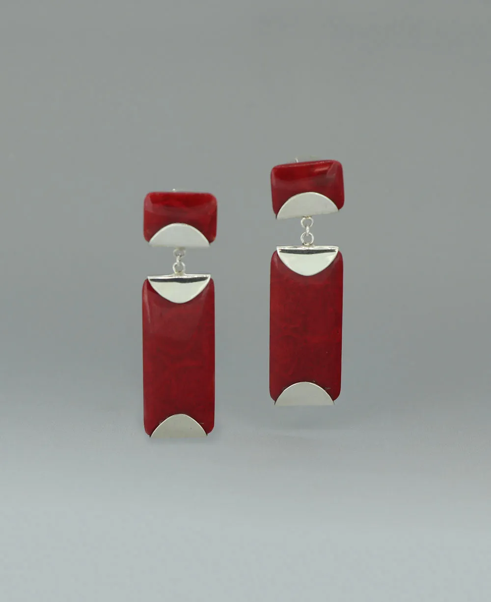 Sterling Silver Red Coral Earrings: Modern Glamour Meets Oceanic Allure