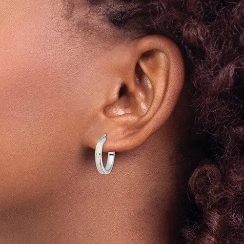 Sterling Silver White Created Opal Inlay Hoop Earrings