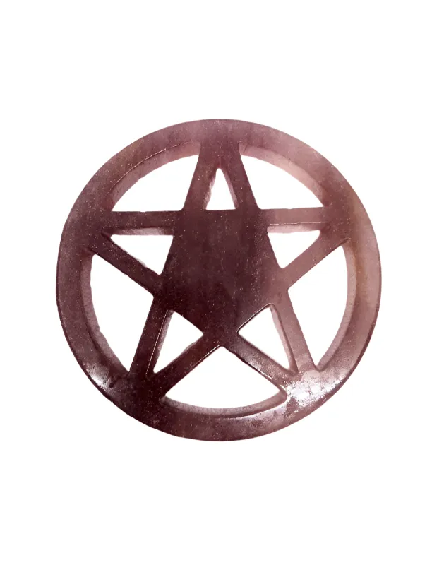 Strawberry Quartz Crystal Pentagram in a Metal Stand