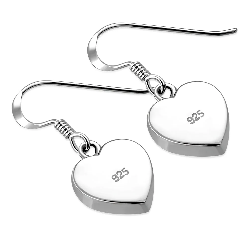 Synthetic Blue Opal Heart Sterling Silver Earrings