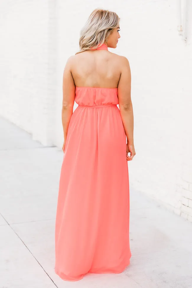 Tell Me About It Bright Coral Maxi Dress FINAL SALE