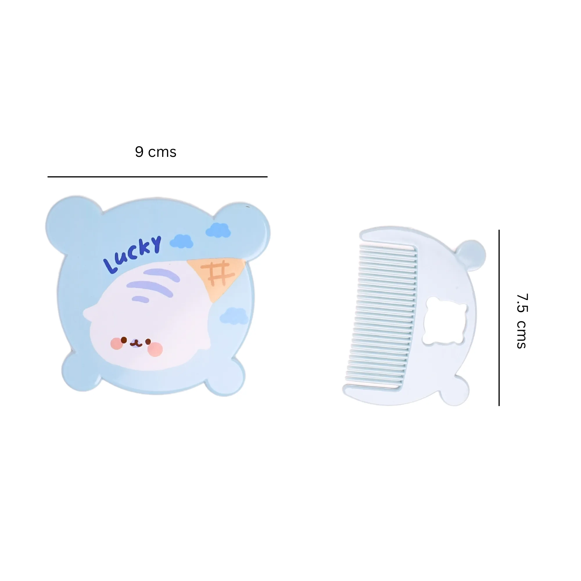 THE LITTLE LOOKERS Comb and Mirror Set with Soft Bristles and Rounded Tips for Baby’s Sensitive Skin/Hair Care | Grooming Accessories | Comb Set for Newborns/Babies/Kids/Toddlers-(Round) Pack of 2