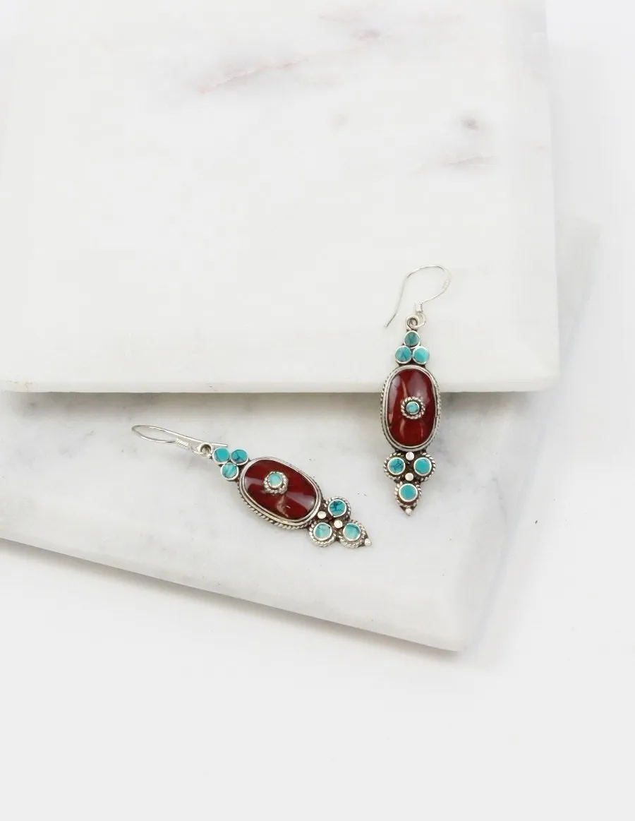 Tibetan Coral Earrings