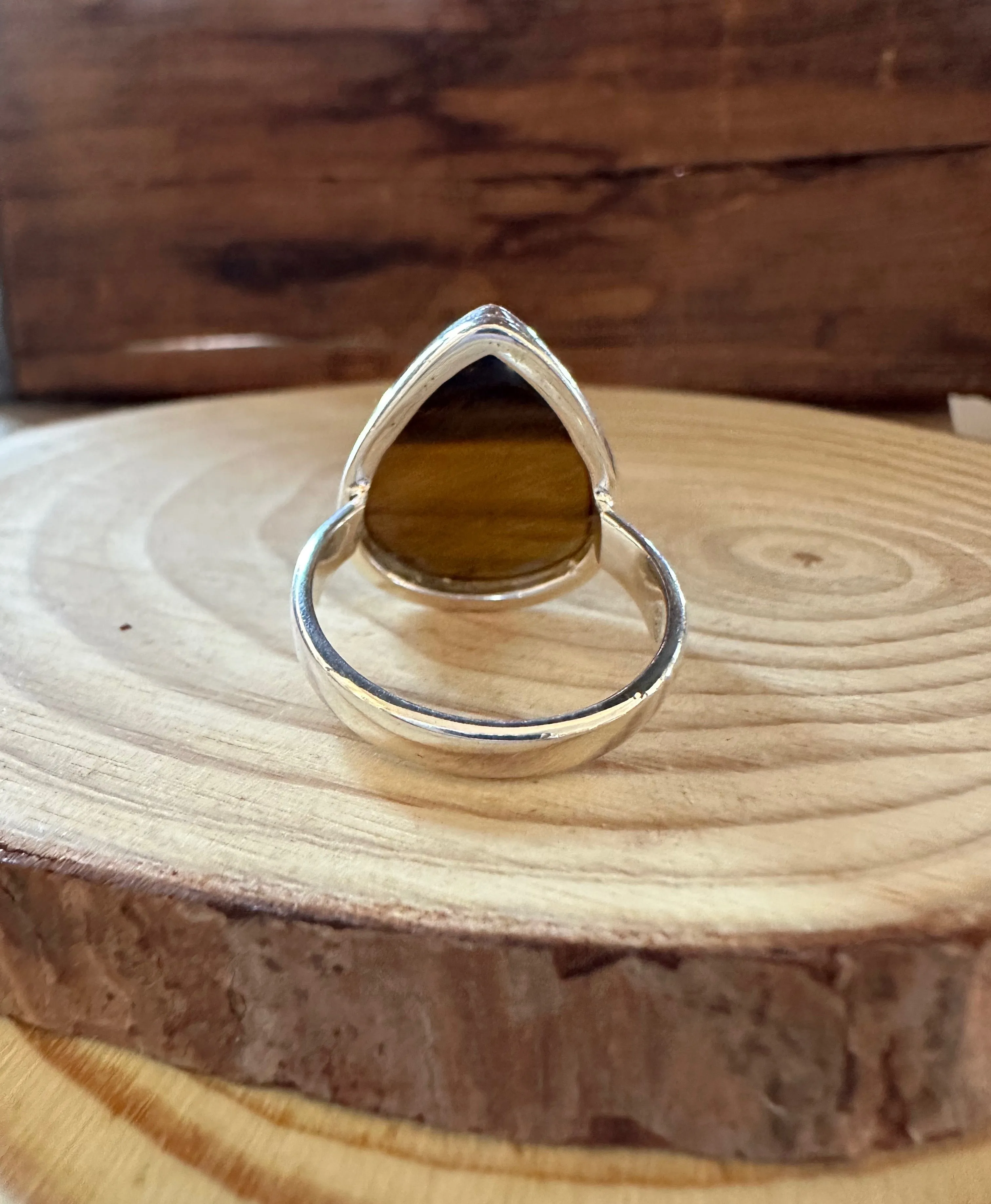 TIGER'S EYE and Silver Ring • Size 10