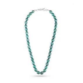 Timeless Natural Peacock Green Pearl Necklace| 925 Silver - From Purl