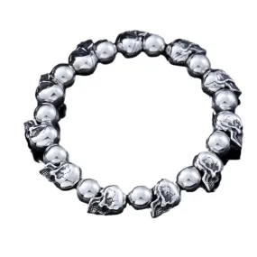 Titanium Steel Men's Punk Skull Bracelet - Edgy Cross-Border Fashion Jewelry