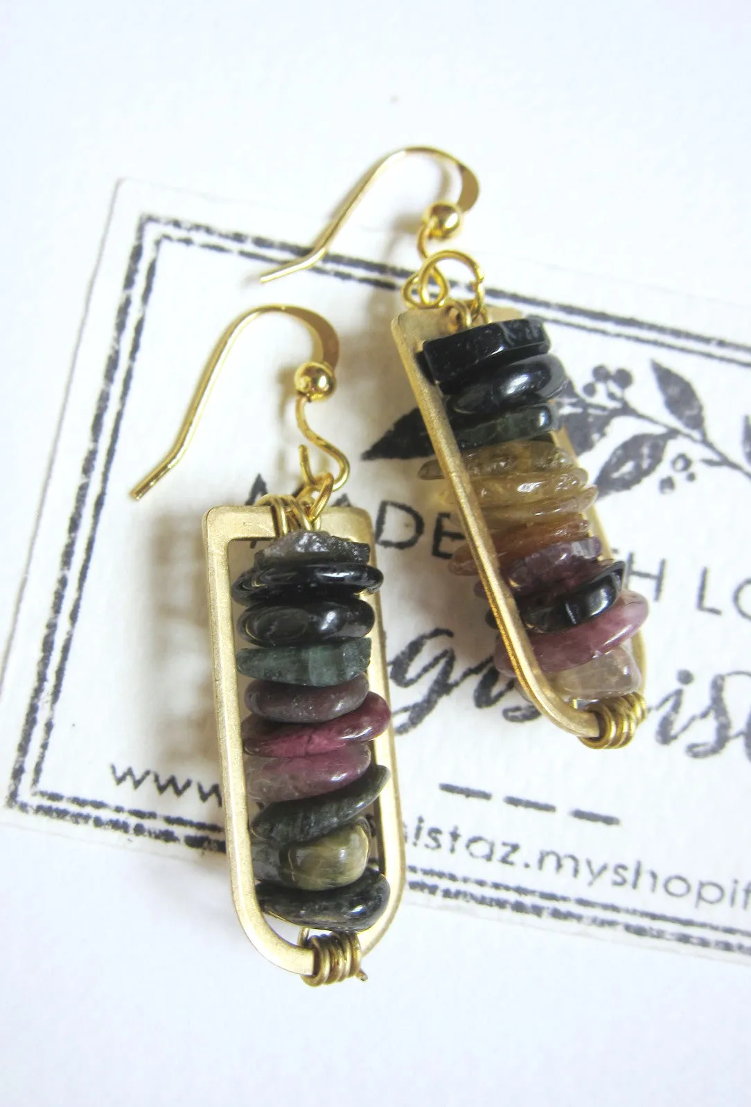 Tourmaline Stone Dangling Earrings