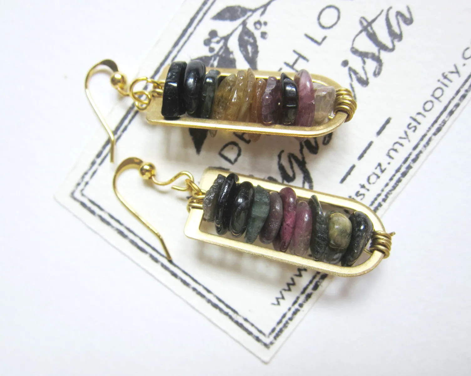 Tourmaline Stone Dangling Earrings