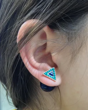 Triangle Sea Green & Navy Double-Sided Earrings