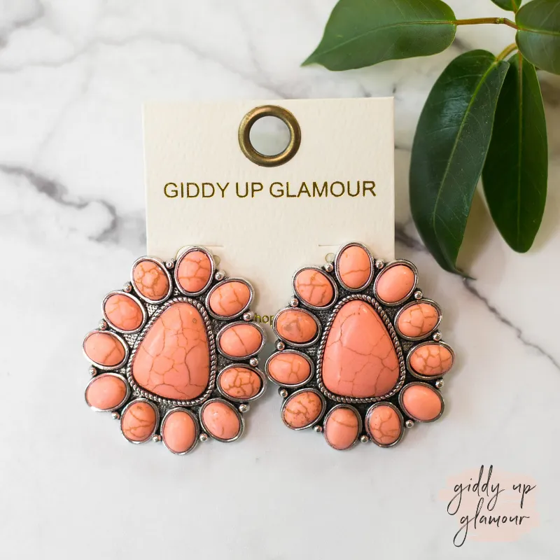 Triangular Cluster Earrings in Coral