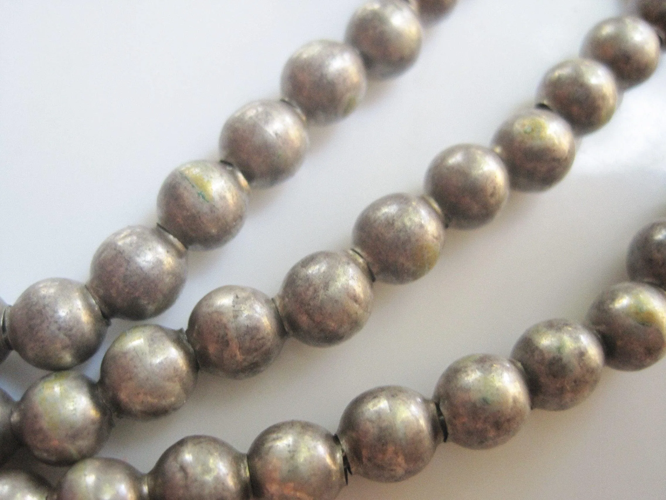 Triple Strand Sterling Mexican Ball Necklace