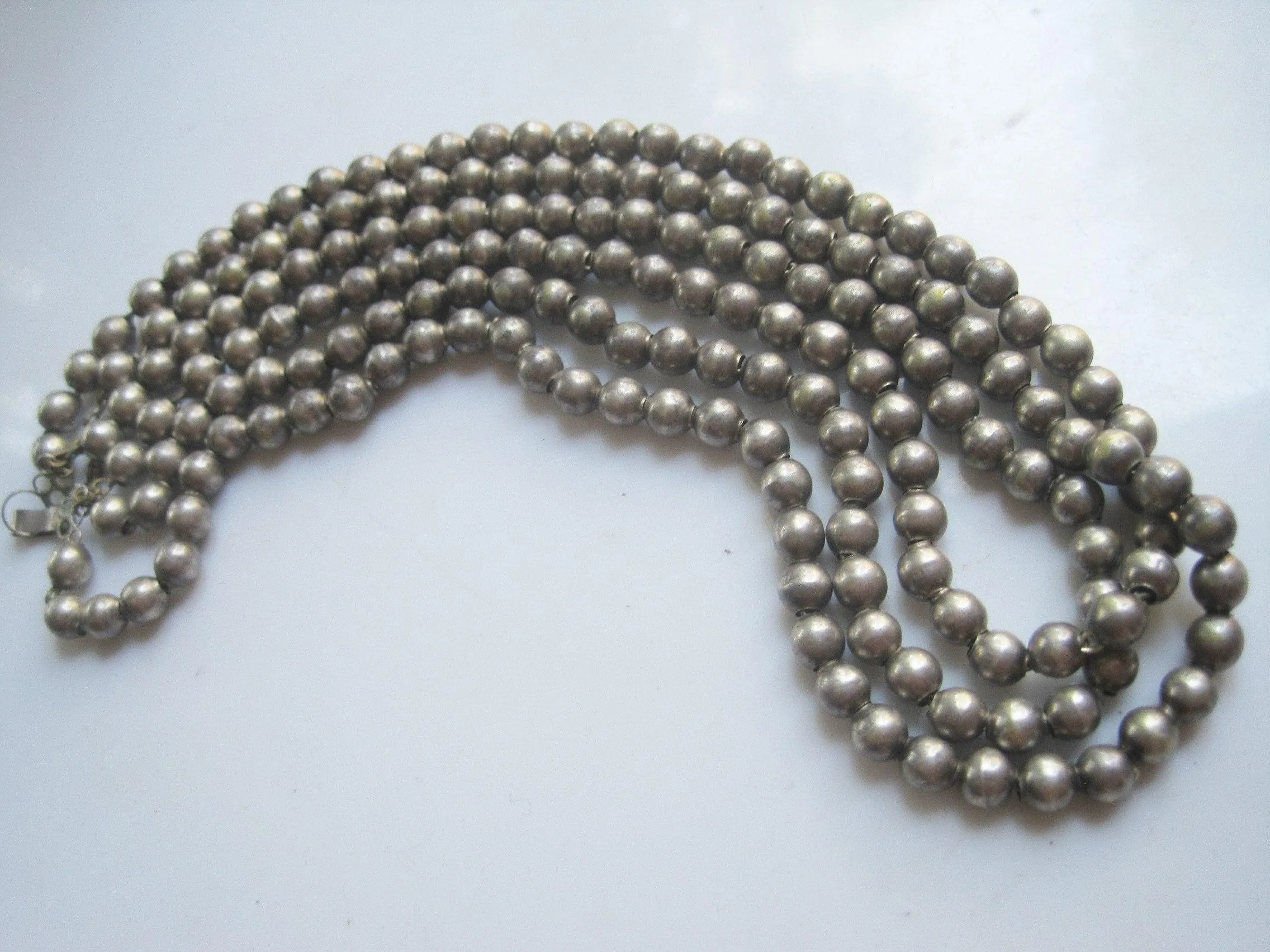 Triple Strand Sterling Mexican Ball Necklace