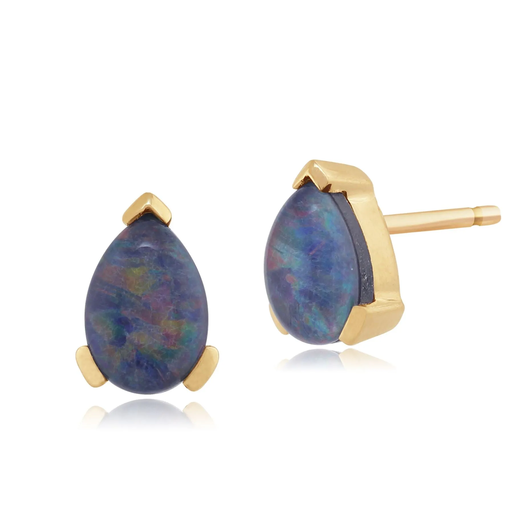 Triplet Opal Ohrringe 9ct Gelbgold 0,80 CT Triplet Opal Ohrstecker 6.5x4mm