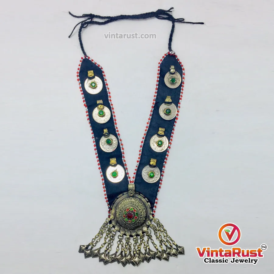 Turkmen Big Pendant Necklace With Coins