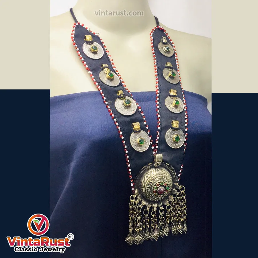 Turkmen Big Pendant Necklace With Coins