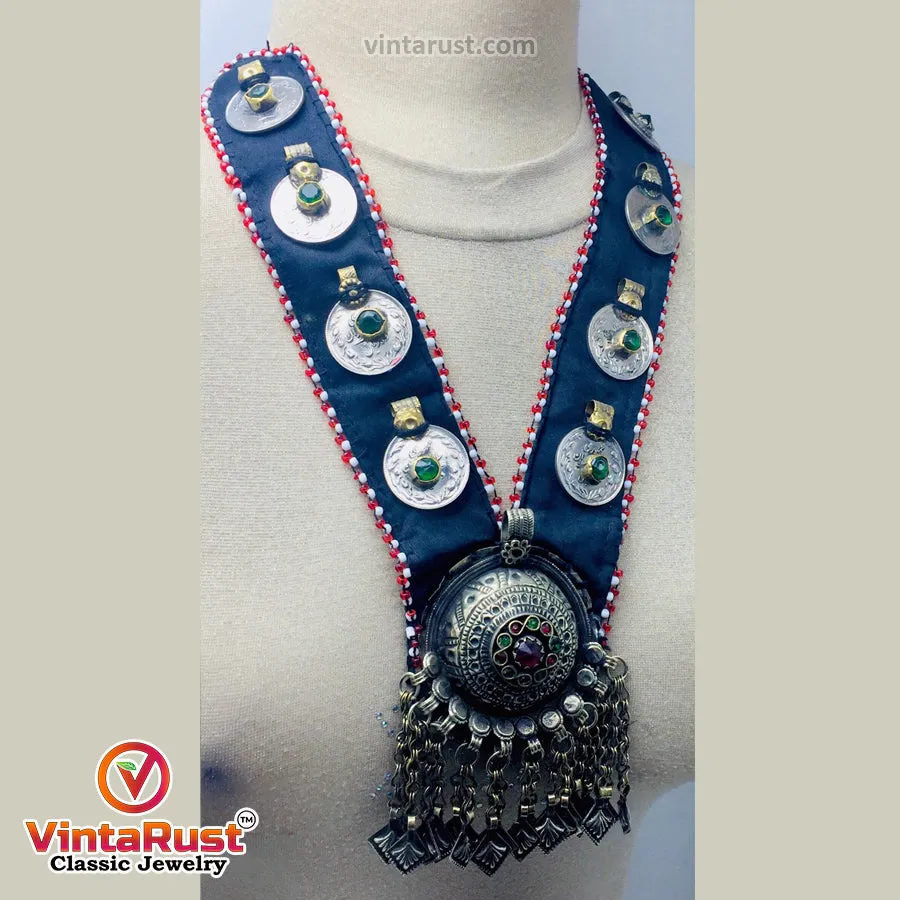 Turkmen Big Pendant Necklace With Coins