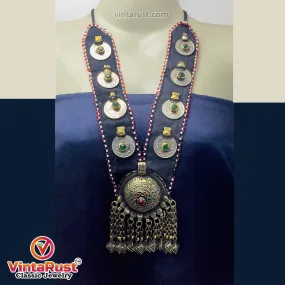 Turkmen Big Pendant Necklace With Coins