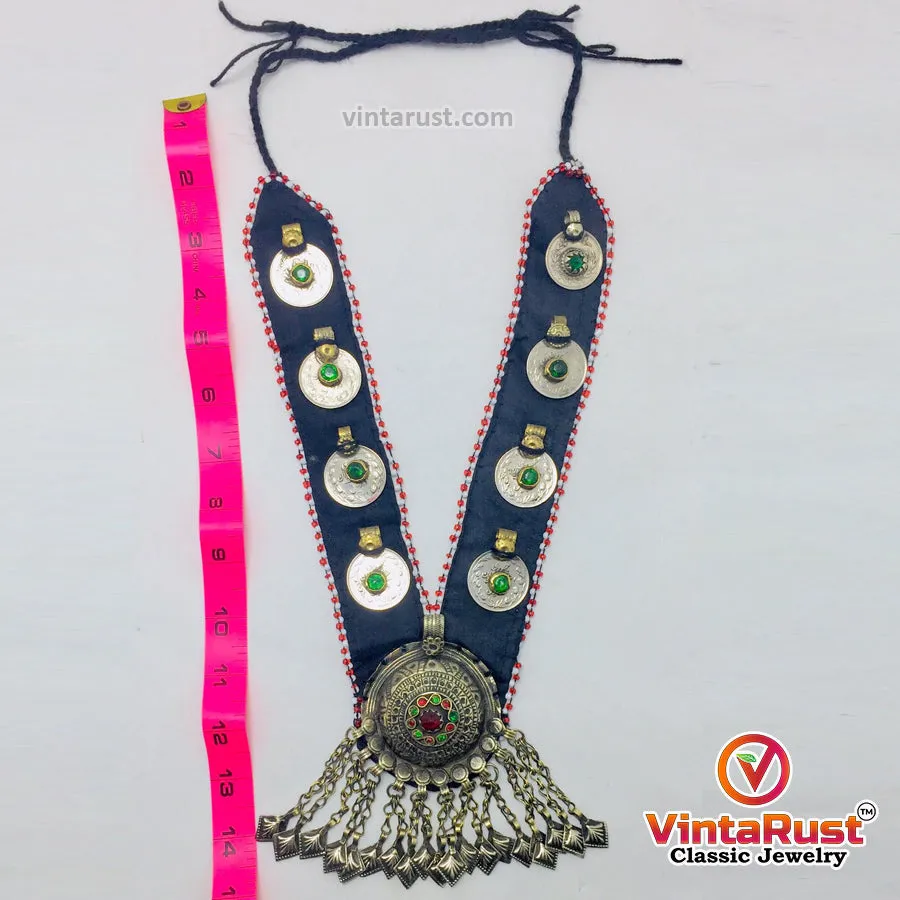 Turkmen Big Pendant Necklace With Coins